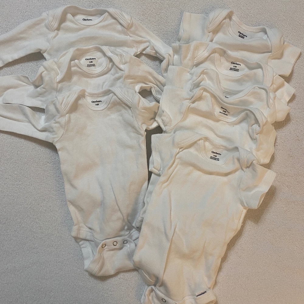 Gerber Baby 8-Pack White Short & Long Sleeve Onesies Bodysuit Set